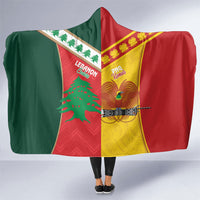Rugby Papua New Guinea and Lebanon Hooded Blanket PNG Kumuls Cedars Together