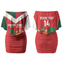 Custom Rugby Tonga and Lebanon Couples Matching Off Shoulder Short Dress and Hawaiian Shirt Mate Maa Tonga Cedars Together