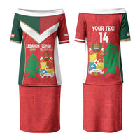 Custom Rugby Tonga and Lebanon Family Matching Puletasi and Hawaiian Shirt Mate Maa Tonga Cedars Together