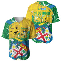 Malampa Fiji Day Baseball Jersey 10 October Together We Grow Grunge Tapa Motifs