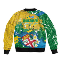 Malampa Fiji Day Bomber Jacket 10 October Together We Grow Grunge Tapa Motifs
