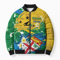 Malampa Fiji Day Bomber Puffer Jacket 10 October Together We Grow Grunge Tapa Motifs