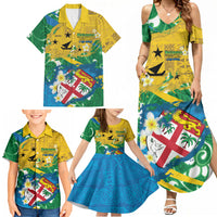 Malampa Fiji Day Family Matching Summer Maxi Dress and Hawaiian Shirt 10 October Together We Grow Grunge Tapa Motifs