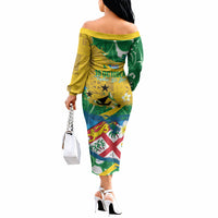 Malampa Fiji Day Off The Shoulder Long Sleeve Dress 10 October Together We Grow Grunge Tapa Motifs