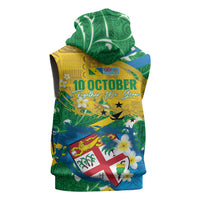 Malampa Fiji Day Sleeveless Zip Hoodie 10 October Together We Grow Grunge Tapa Motifs