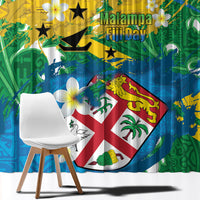 Malampa Fiji Day Window Curtain 10 October Together We Grow Grunge Tapa Motifs