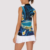 French Polynesia Tetiaroa Atoll Women Sleeveless Polo Shirt Polynesian Curves Style LT14 - Polynesian Pride