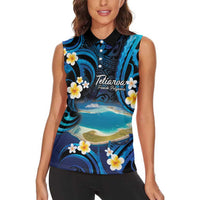 French Polynesia Tetiaroa Atoll Women Sleeveless Polo Shirt Polynesian Curves Style LT14 - Polynesian Pride