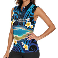 French Polynesia Tetiaroa Atoll Women Sleeveless Polo Shirt Polynesian Curves Style LT14 - Polynesian Pride