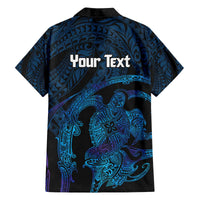 Personalised Tahiti Moorea Atoll Family Matching Off The Shoulder Long Sleeve Dress and Hawaiian Shirt Polynesian Sea Turtle