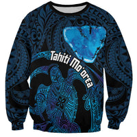 Personalised Tahiti Moorea Atoll Sweatshirt Polynesian Sea Turtle