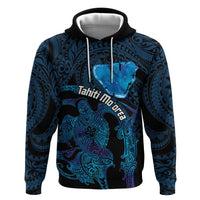 Personalised Tahiti Moorea Atoll Zip Hoodie Polynesian Sea Turtle