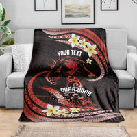 Personalised Tahiti Bora Bora Blanket Manta Rays With Polynesian Plumeria