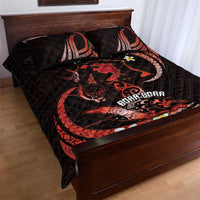 Personalised Tahiti Bora Bora Quilt Bed Set Manta Rays With Polynesian Plumeria