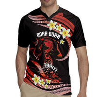 Personalised Tahiti Bora Bora Rugby Jersey Manta Rays With Polynesian Plumeria