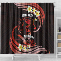 Personalised Tahiti Bora Bora Shower Curtain Manta Rays With Polynesian Plumeria