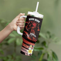 Personalised Tahiti Bora Bora Tumbler With Handle Manta Rays With Polynesian Plumeria