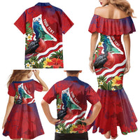 Personalised Kiribati Tarawa Atoll Family Matching Mermaid Dress and Hawaiian Shirt Frigate Bird With Map Tropical Style