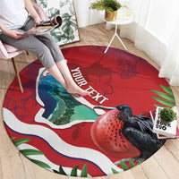 Personalised Kiribati Tarawa Atoll Round Carpet Frigate Bird With Map Tropical Style