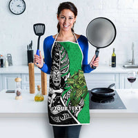 New Zealand and Ireland Rugby Custom Apron Maori Tiki Fern Irish Celtic Cross - Polynesian Pride