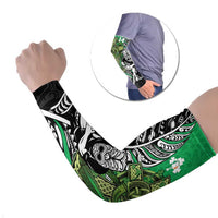 New Zealand and Ireland Rugby Custom Arm Sleeves Maori Tiki Fern Irish Celtic Cross - Polynesian Pride