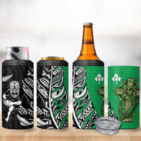 New Zealand and Ireland Rugby 4 in 1 Can Cooler Tumbler Maori Tiki Fern Irish Celtic Cross - Polynesian Pride