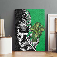 New Zealand and Ireland Rugby Custom Canvas Wall Art Maori Tiki Fern Irish Celtic Cross - Polynesian Pride
