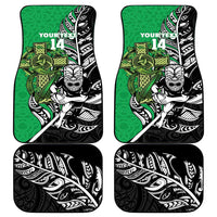 New Zealand and Ireland Rugby Custom Car Mats Maori Tiki Fern Irish Celtic Cross - Polynesian Pride