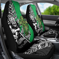 New Zealand and Ireland Rugby Custom Car Seat Cover Maori Tiki Fern Irish Celtic Cross - Polynesian Pride