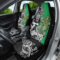 New Zealand and Ireland Rugby Custom Car Seat Cover Maori Tiki Fern Irish Celtic Cross - Polynesian Pride