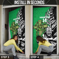 New Zealand and Ireland Rugby Custom Door Cover Maori Tiki Fern Irish Celtic Cross - Polynesian Pride