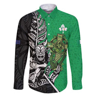 New Zealand and Ireland Rugby Custom Family Matching Puletasi and Hawaiian Shirt Maori Tiki Fern Irish Celtic Cross - Polynesian Pride