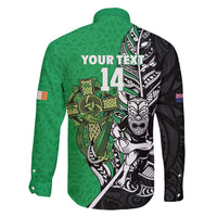 New Zealand and Ireland Rugby Custom Family Matching Puletasi and Hawaiian Shirt Maori Tiki Fern Irish Celtic Cross - Polynesian Pride