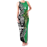 New Zealand and Ireland Rugby Custom Family Matching Tank Maxi Dress and Hawaiian Shirt Maori Tiki Fern Irish Celtic Cross - Polynesian Pride