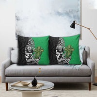 New Zealand and Ireland Rugby Custom Pillow Cover Maori Tiki Fern Irish Celtic Cross - Polynesian Pride