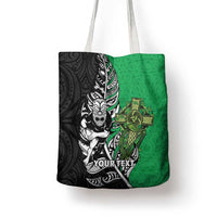 New Zealand and Ireland Rugby Custom Tote Bag Maori Tiki Fern Irish Celtic Cross - Polynesian Pride