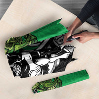 New Zealand and Ireland Rugby Custom Umbrella Maori Tiki Fern Irish Celtic Cross - Polynesian Pride