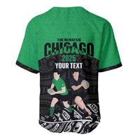 New Zealand and Ireland Rugby Custom Baseball Jersey Chicago 2025 Go All Black Shamrocks - Polynesian Pride