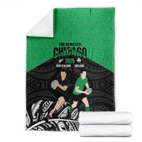 New Zealand and Ireland Rugby Blanket Chicago 2025 Go All Black Shamrocks - Polynesian Pride