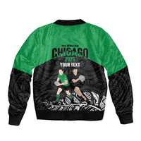 New Zealand and Ireland Rugby Custom Bomber Jacket Chicago 2025 Go All Black Shamrocks - Polynesian Pride