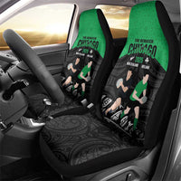 New Zealand and Ireland Rugby Car Seat Cover Chicago 2025 Go All Black Shamrocks - Polynesian Pride