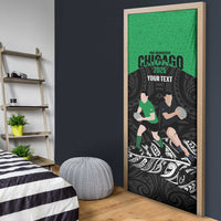 New Zealand and Ireland Rugby Custom Door Cover Chicago 2025 Go All Black Shamrocks - Polynesian Pride