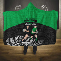 New Zealand and Ireland Rugby Hooded Blanket Chicago 2025 Go All Black Shamrocks - Polynesian Pride