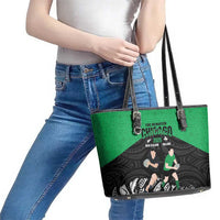New Zealand and Ireland Rugby Leather Tote Bag Chicago 2025 Go All Black Shamrocks - Polynesian Pride