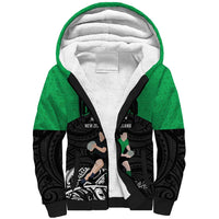 New Zealand and Ireland Rugby Custom Sherpa Hoodie Chicago 2025 Go All Black Shamrocks - Polynesian Pride