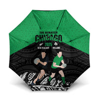 New Zealand and Ireland Rugby Umbrella Chicago 2025 Go All Black Shamrocks - Polynesian Pride