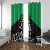 New Zealand and Ireland Rugby Window Curtain Chicago 2025 Go All Black Shamrocks - Polynesian Pride
