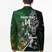 New Zealand and South Africa Rugby Custom Blazer Maori Tiki Fern Springboks Kente Pattern - Polynesian Pride
