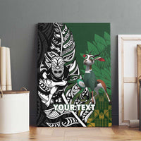 New Zealand and South Africa Rugby Custom Canvas Wall Art Maori Tiki Fern Springboks Kente Pattern - Polynesian Pride