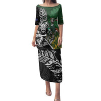 New Zealand and South Africa Rugby Custom Family Matching Puletasi and Hawaiian Shirt Maori Tiki Fern Springboks Kente Pattern - Polynesian Pride